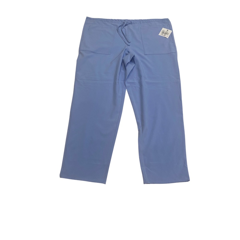 Womens Scrubs Light Blue 4-Way Stretch Moisture Wicking Drawstring Pants L‎